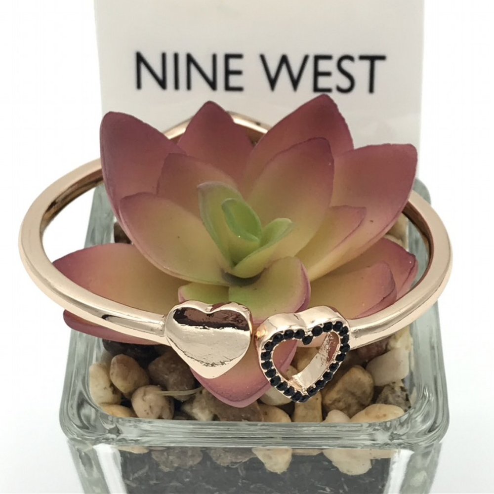 NINE WEST Rose Gold Heart Cuff Bracelet
